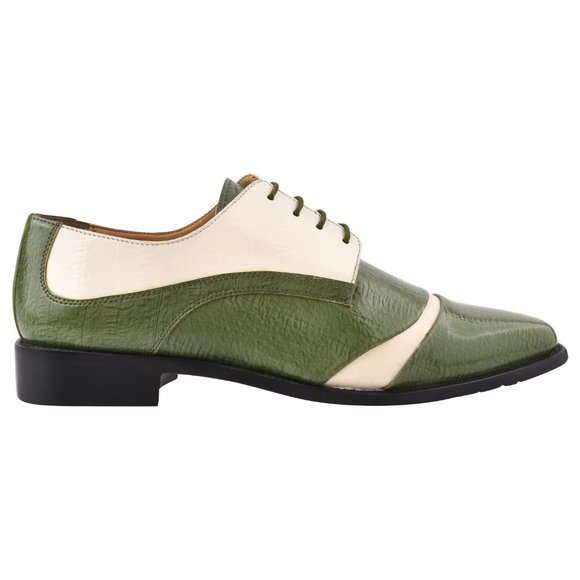 LIBERTYZENO Olive/Cream Leather Oxford Style Dress Shoes main image 4